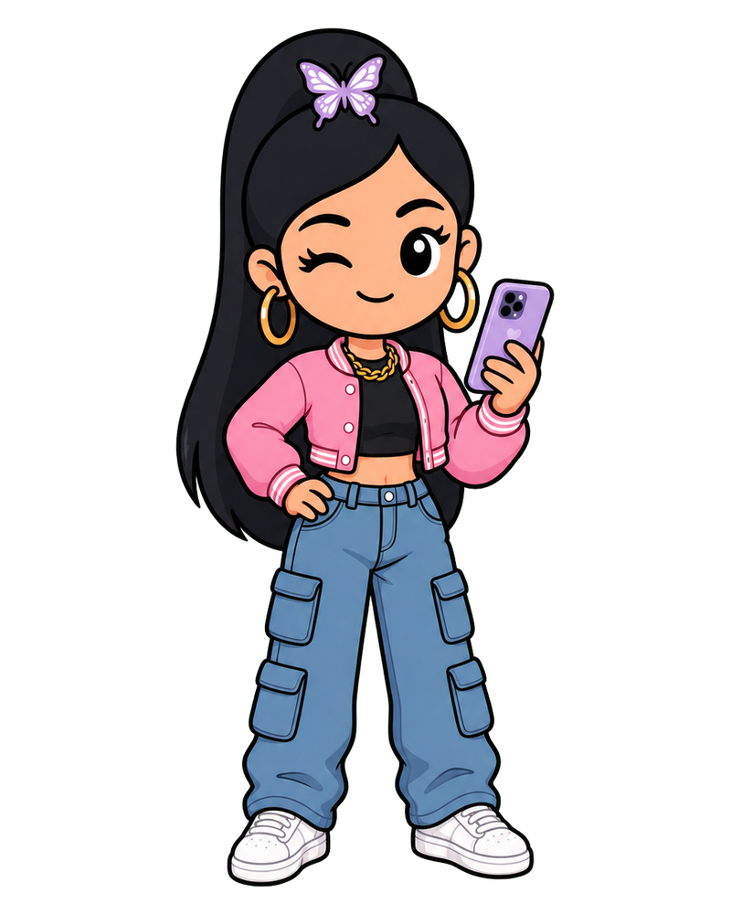 Diva's guide holding her phone